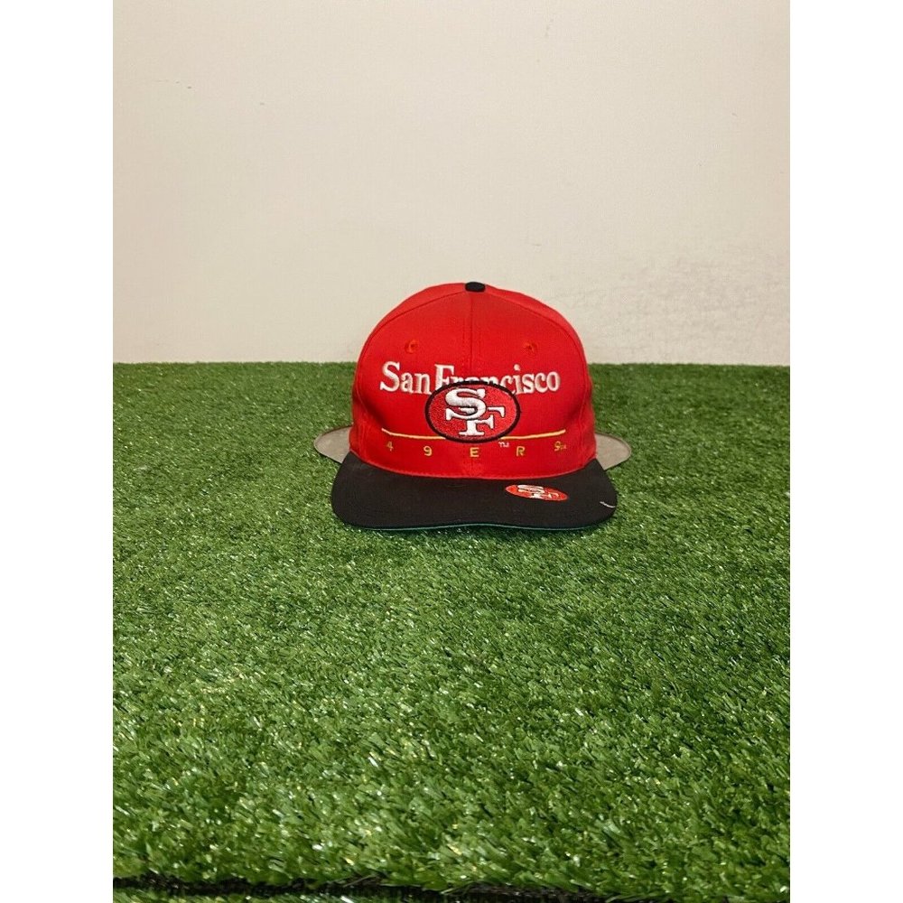 Vintage San Francisco 49ers hat cap snap back red black mens eastport split bar